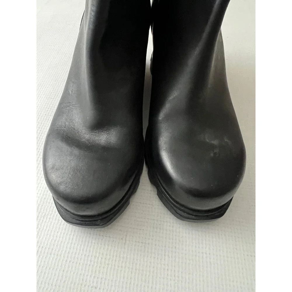 Sorel Joan‎ of Arctic Wedge III Zip Boots Women 7.5 Black Leather NL4372-010